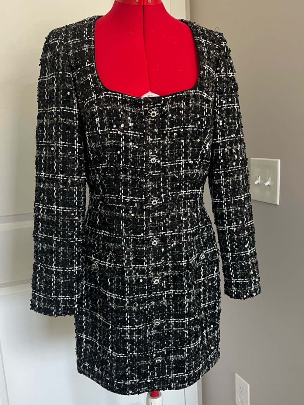 Gianni Bini Black and White Tweed dress